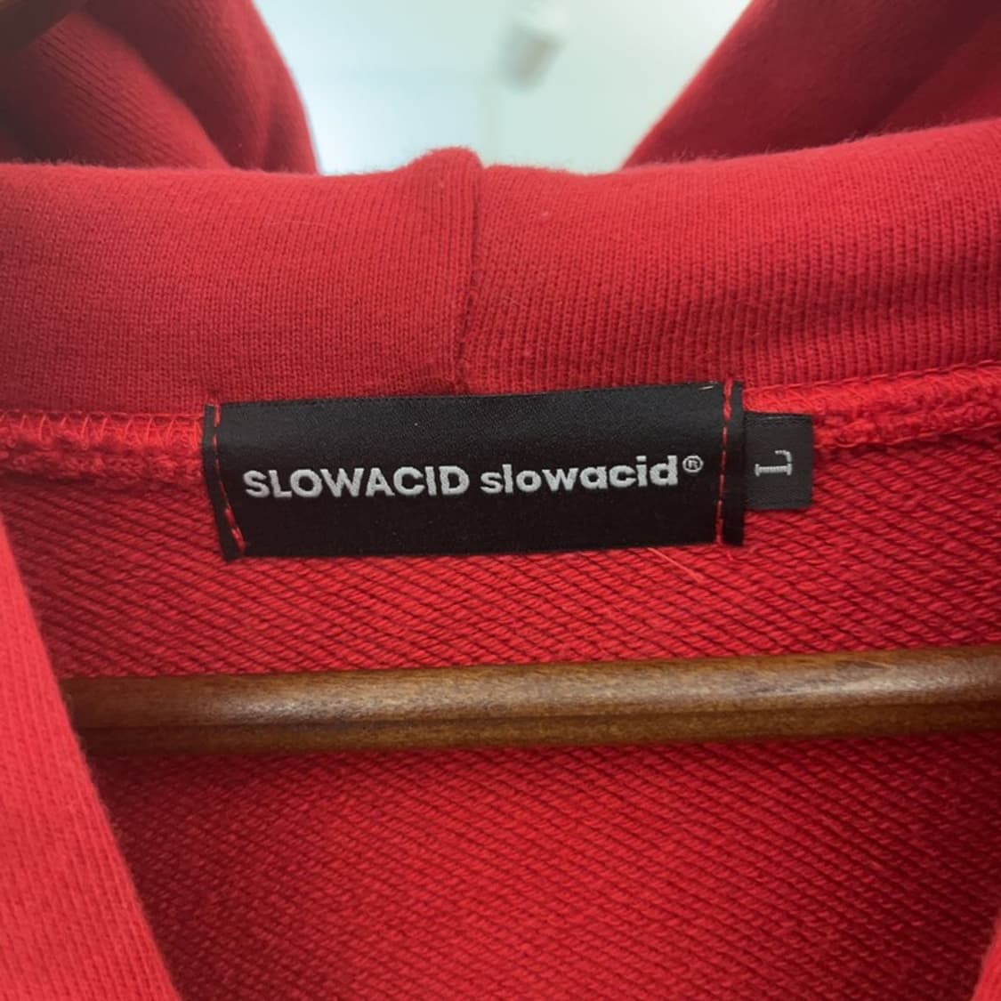 슬로우애시드 레트로 오버핏 비비드 레드 후드티 L C06898 상품이미지5