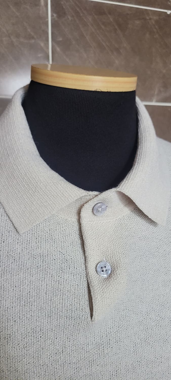 👔남성105사이즈👔올젠 얇은 니트 반팔 베이지 상품이미지5