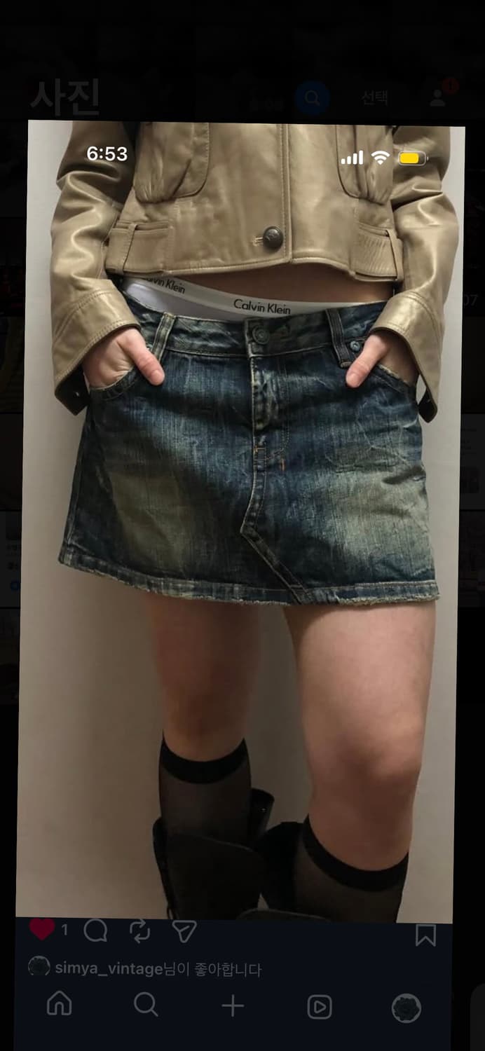 빈티지 데님 펑크 로우라이즈 스커트 상품이미지1