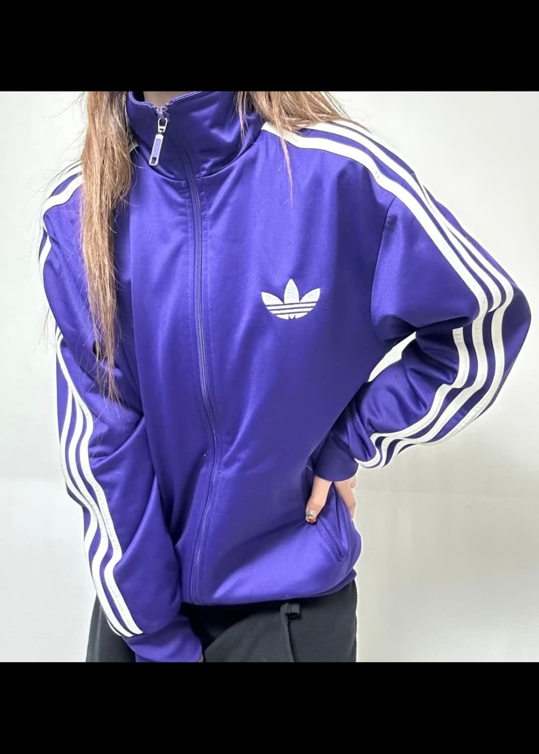 아디다스 구 파이어버드 퍼플 보라 져지 트랙탑 집업 100 L 올드스쿨  상품이미지2