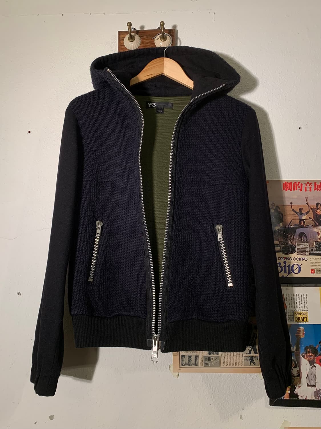 요지야마모토 y-3 니트 도킹 후드집업 상품이미지2