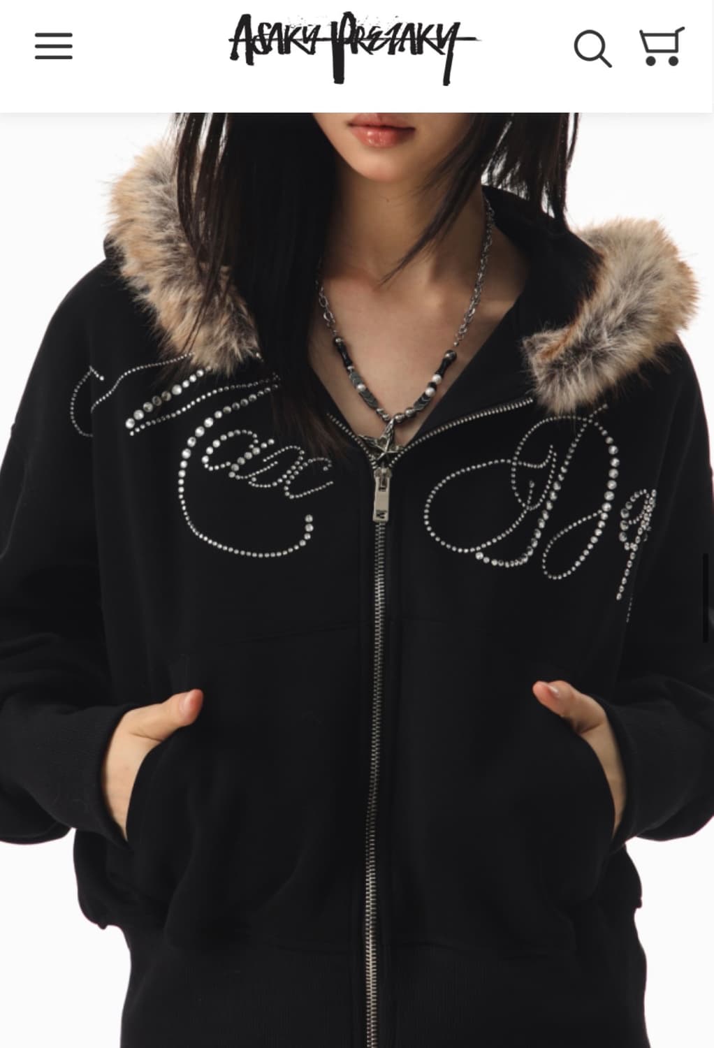 아사키프레자키 퍼집업 블랙 M 상품이미지4