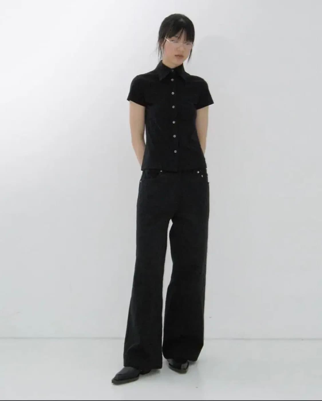 REPOS 리포스 져지 실키 셔츠 블랙 2 상품이미지2