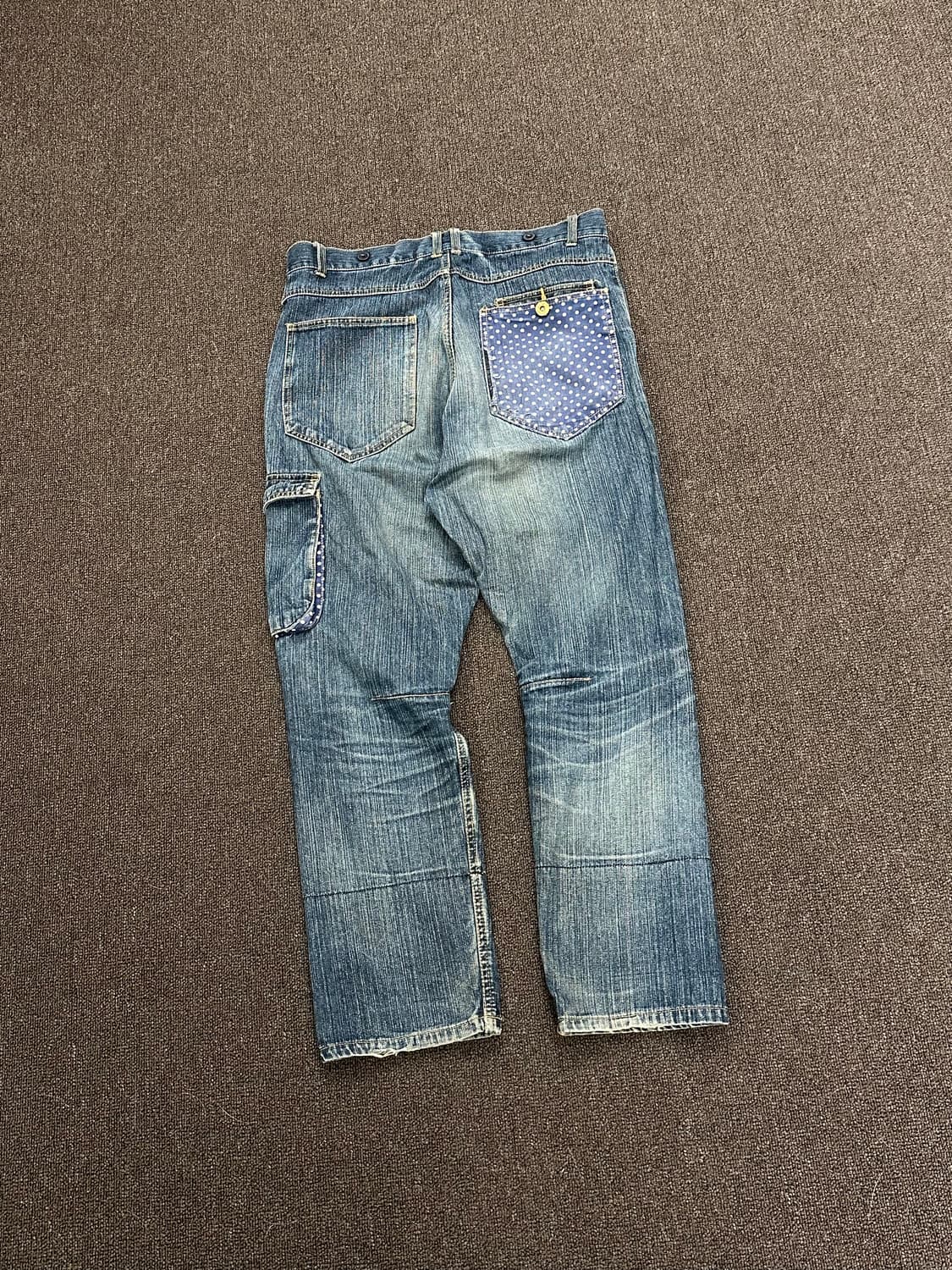 L)정글스톰 빈티지 도트 디테일 워싱 데님팬츠 상품이미지6