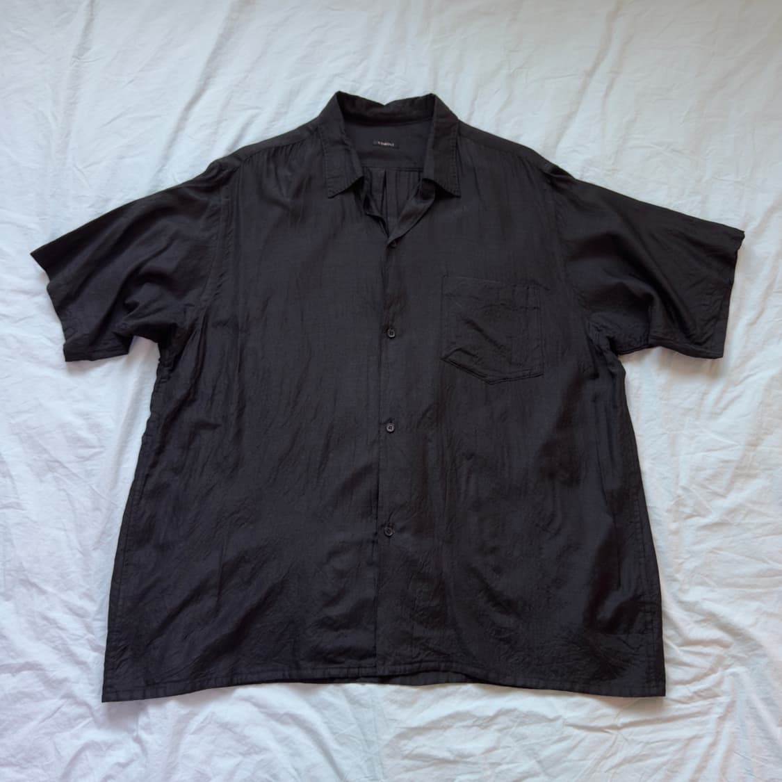 [3] 코모리 25SS 울 실크 하프 셔츠 차콜 상품이미지1
