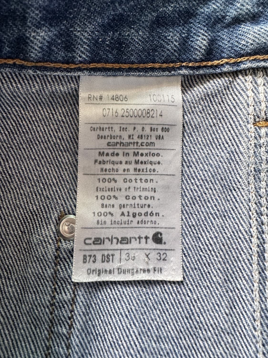 [36] Carhartt 칼하트 더블니 데님 워크 팬츠 B73 DST  상품이미지5