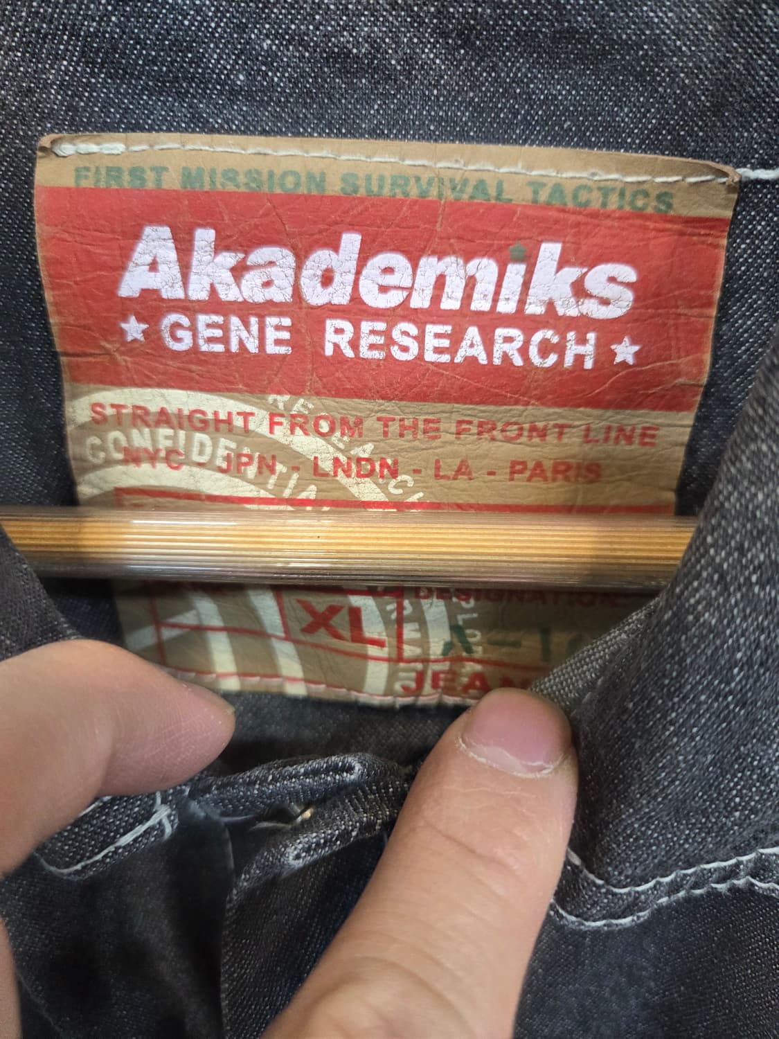 아카데믹스 00s 빈티지 자수로고 그레이 데님셔츠 반팔 xl 상품이미지3