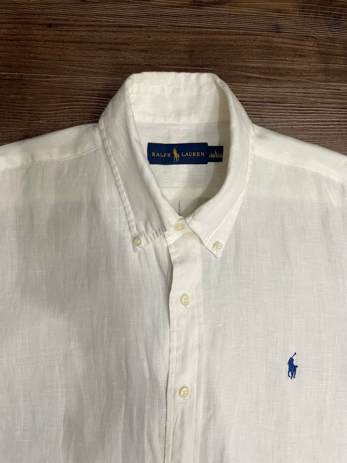 폴로 랄프로렌 린넨 반팔 셔츠 화이트 상품이미지1