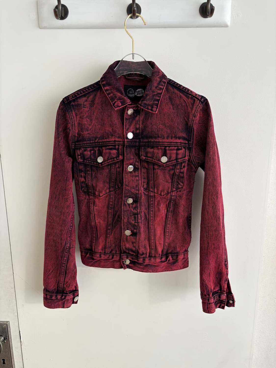 락시크 펑크룩 레드 데님 크롭 자켓 빈티지 청자켓 상품이미지3