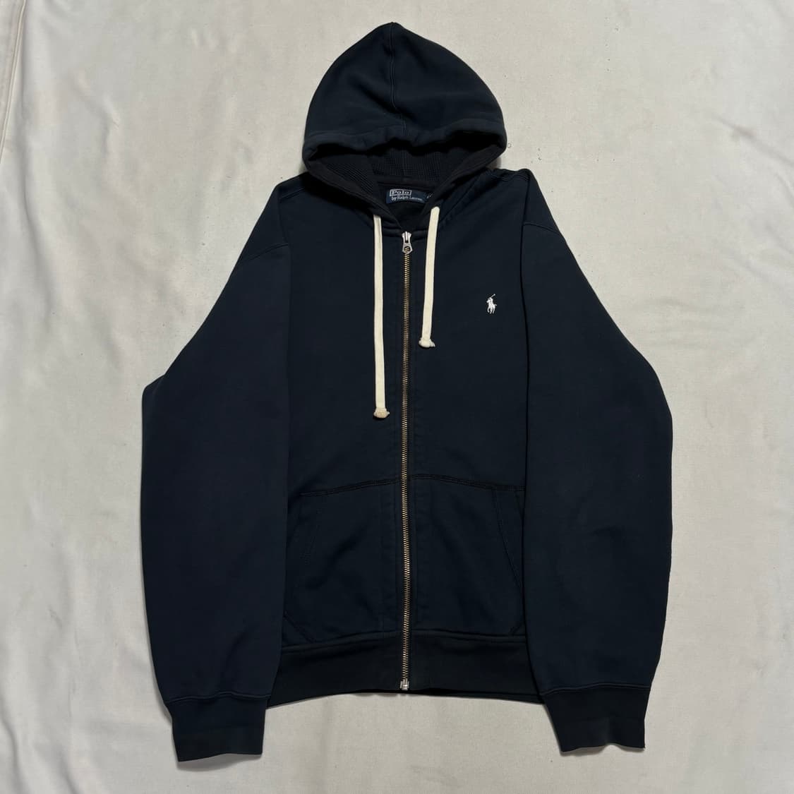 2XL 폴로랄프로렌 화이트 포니 네이비 와플 후드집업 상품이미지2