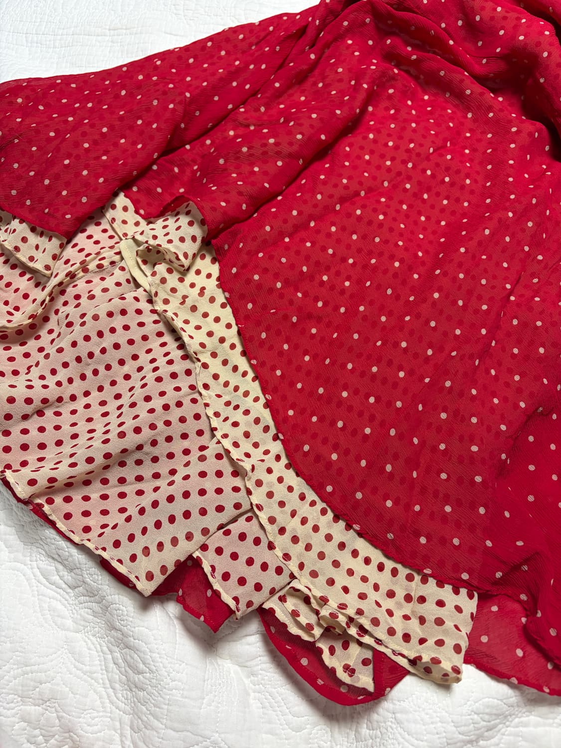 레드 도트 슬리브리스 스커트 셋업 상품이미지3