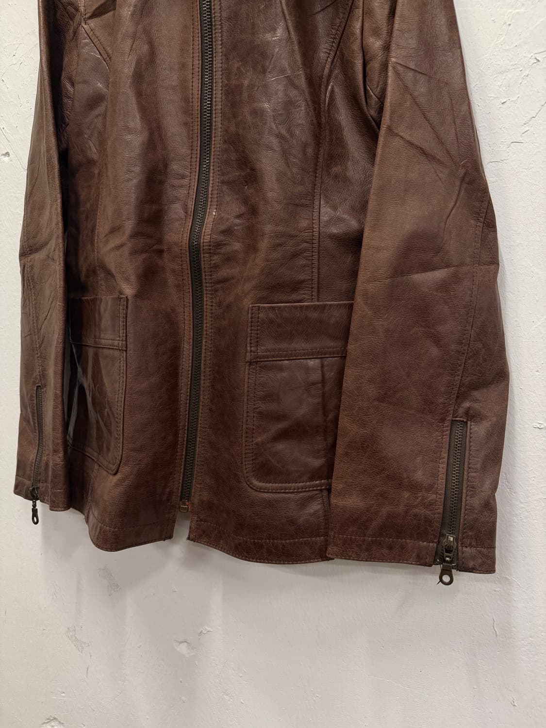 55) Brown Sheep Leather Zip-Up Jacket 상품이미지4