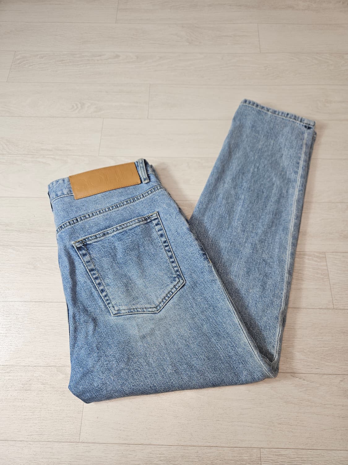 SOLID 솔리드옴므 가죽패치 데님팬츠 데미지 진 청바지 48 상품이미지2