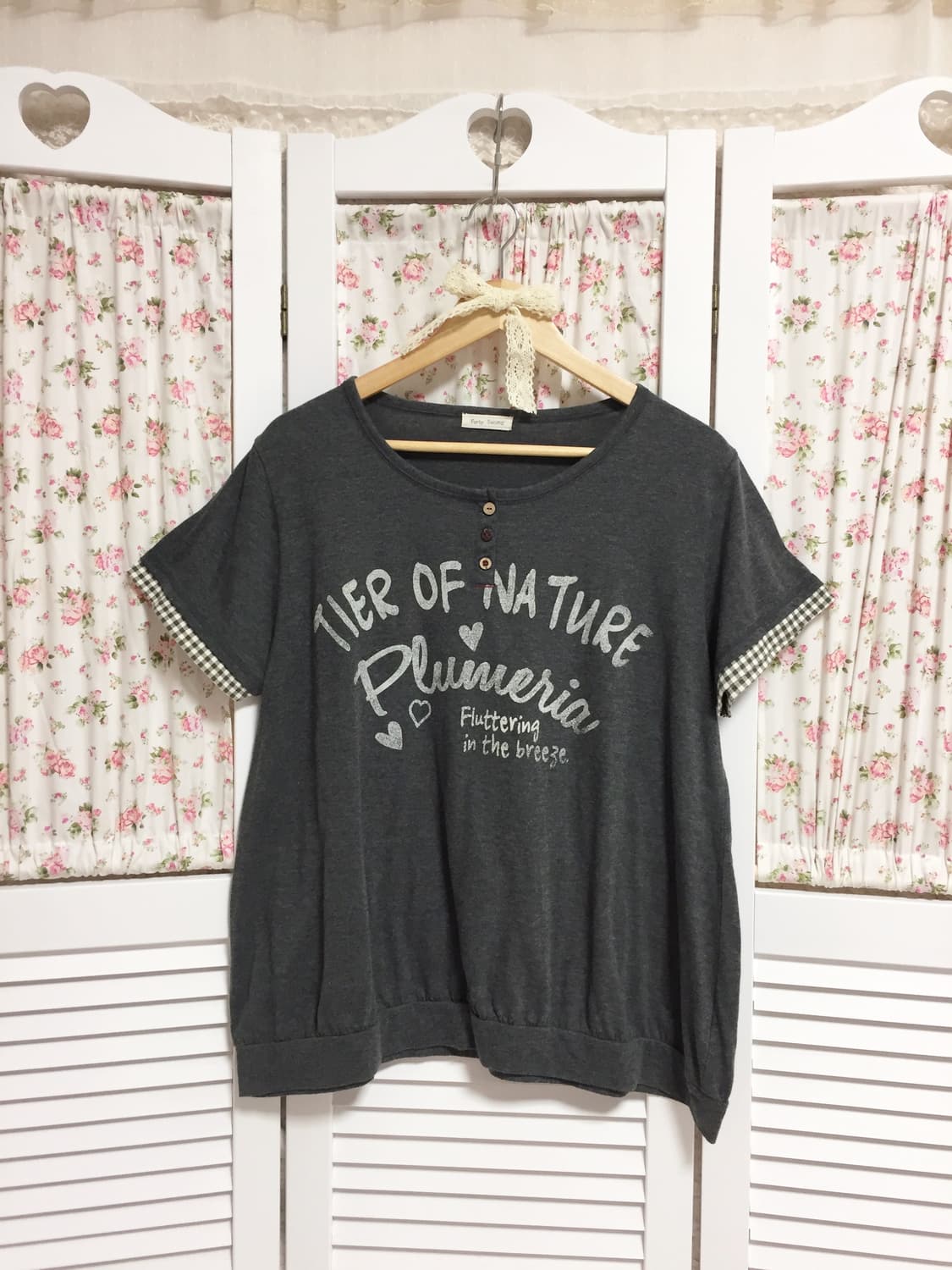 빈티지 모리걸 차콜 단추 반팔 상품이미지1