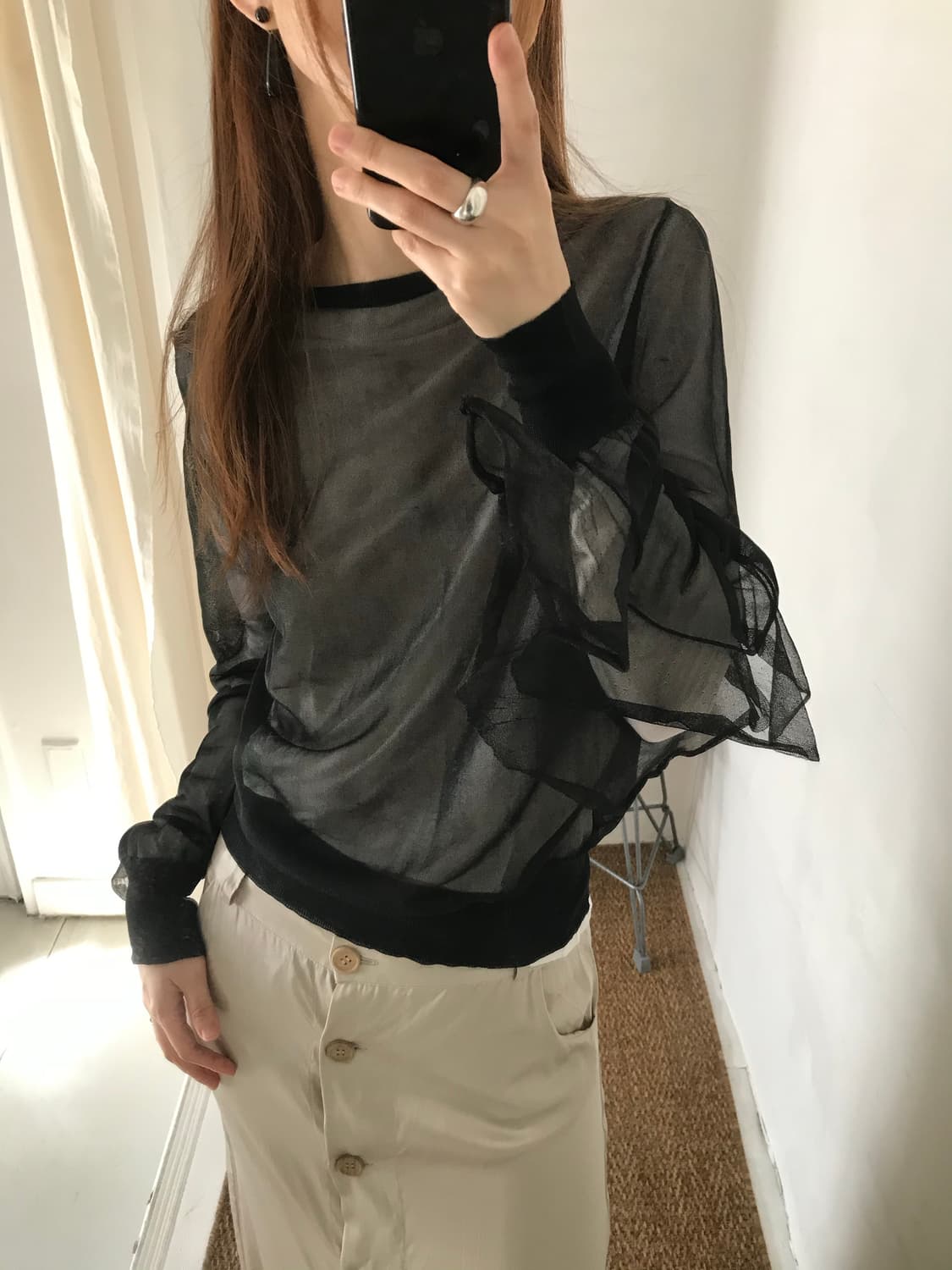 sheer frill top 상품이미지2