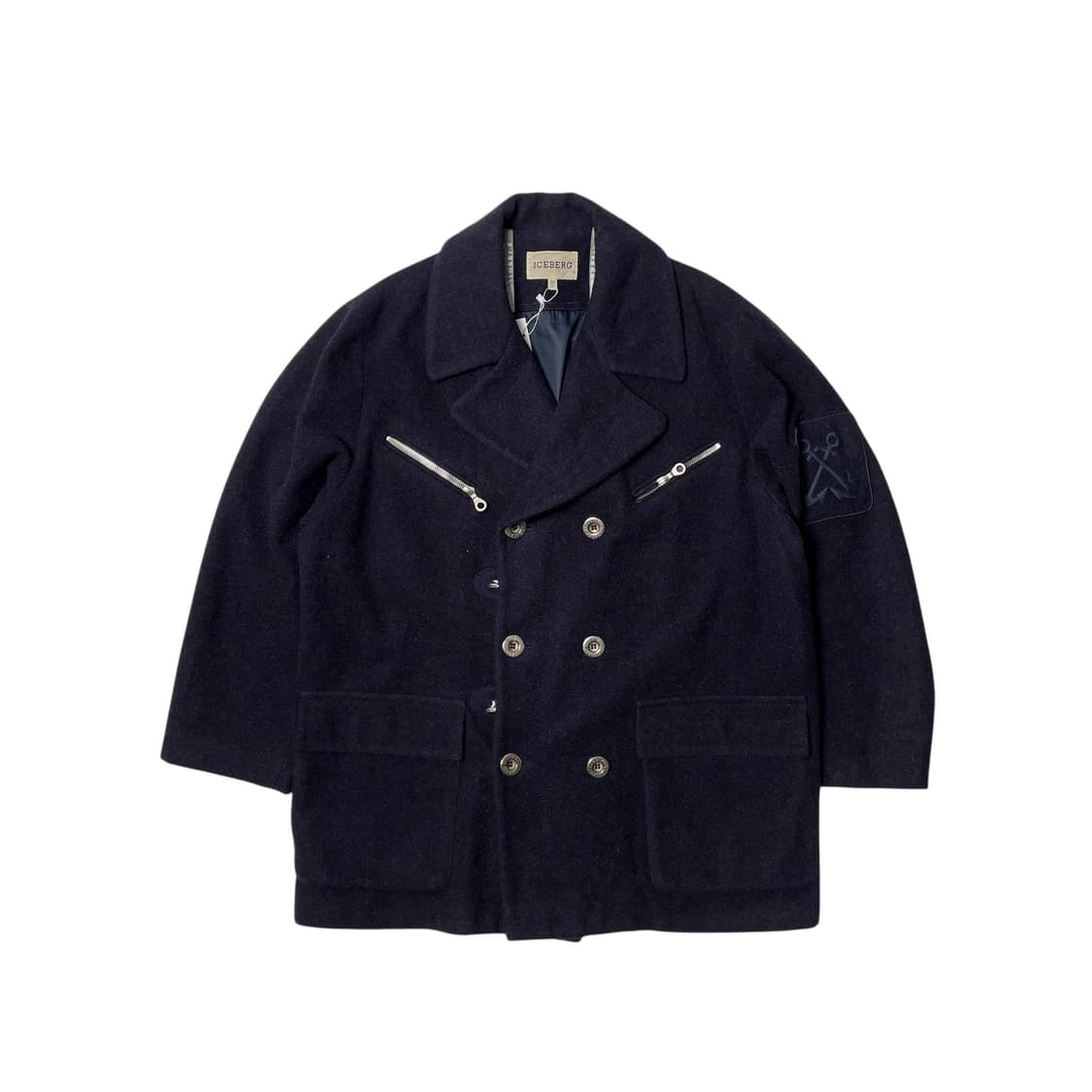90's iceberg 대각지퍼 버튼 포인트 해군 코트 (italy) 상품이미지1