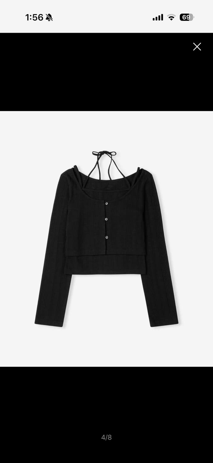 [새상품] 레더리 홀터넥 슬리브리스 가디건 세트 상품이미지1