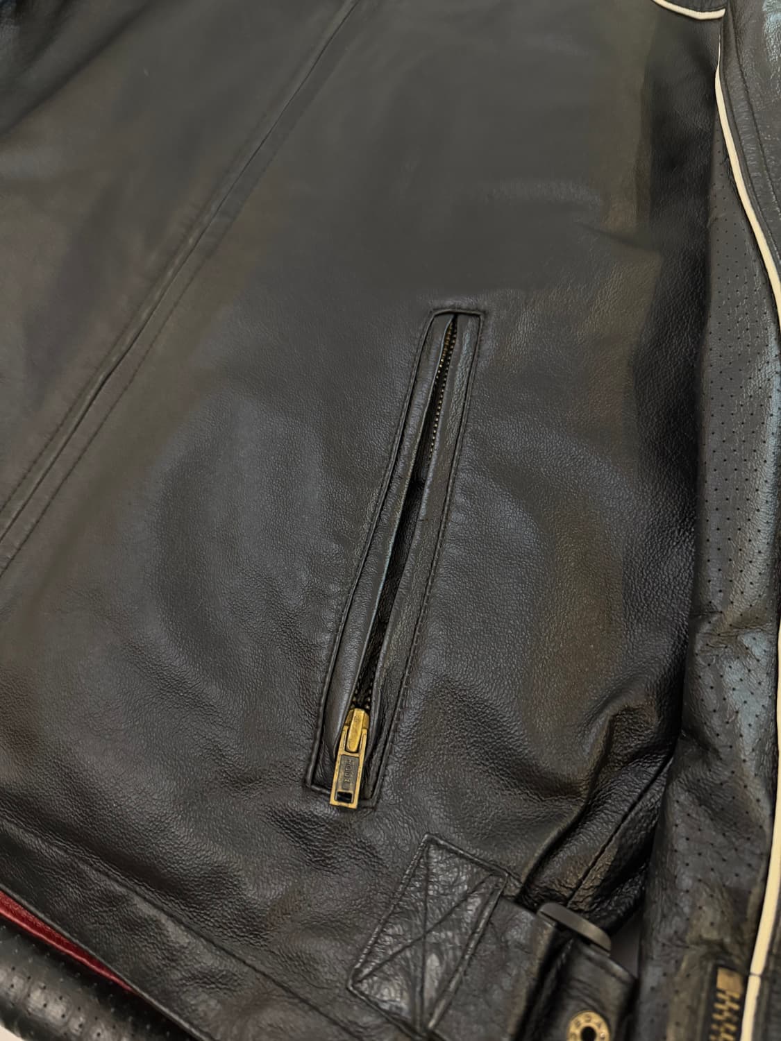 윌슨 레더 레이싱 소가죽 스트라이프 라이더 자켓 상품이미지3