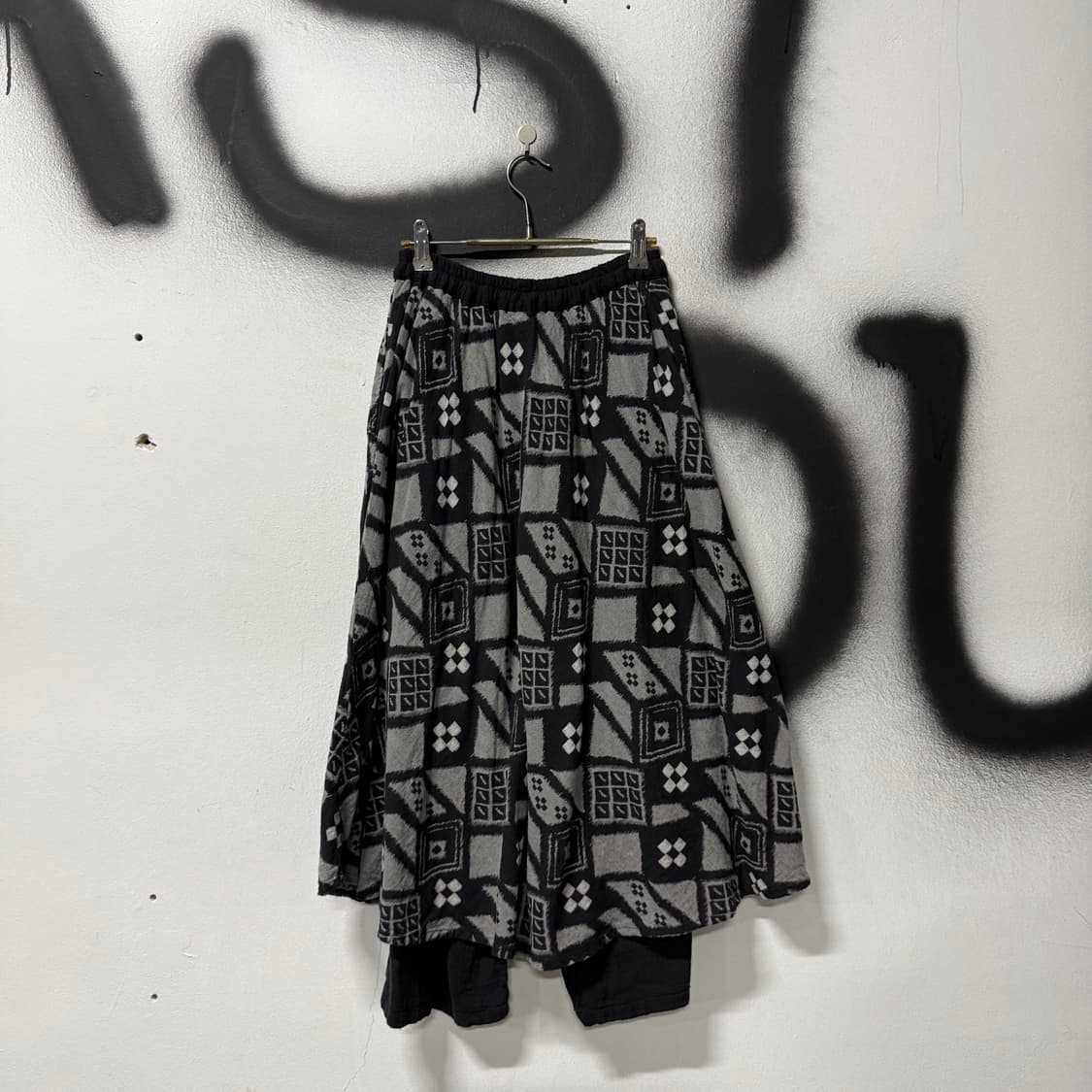 VTG 빈티지 블랙 히피 보헤미안 린넨 레이어드 스커트 팬츠 상품이미지2