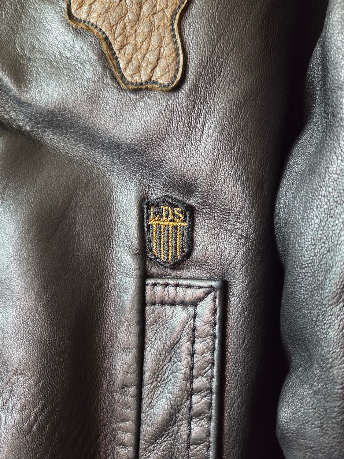 월드맵 패치 양가죽 레더 자켓 105 상품이미지6