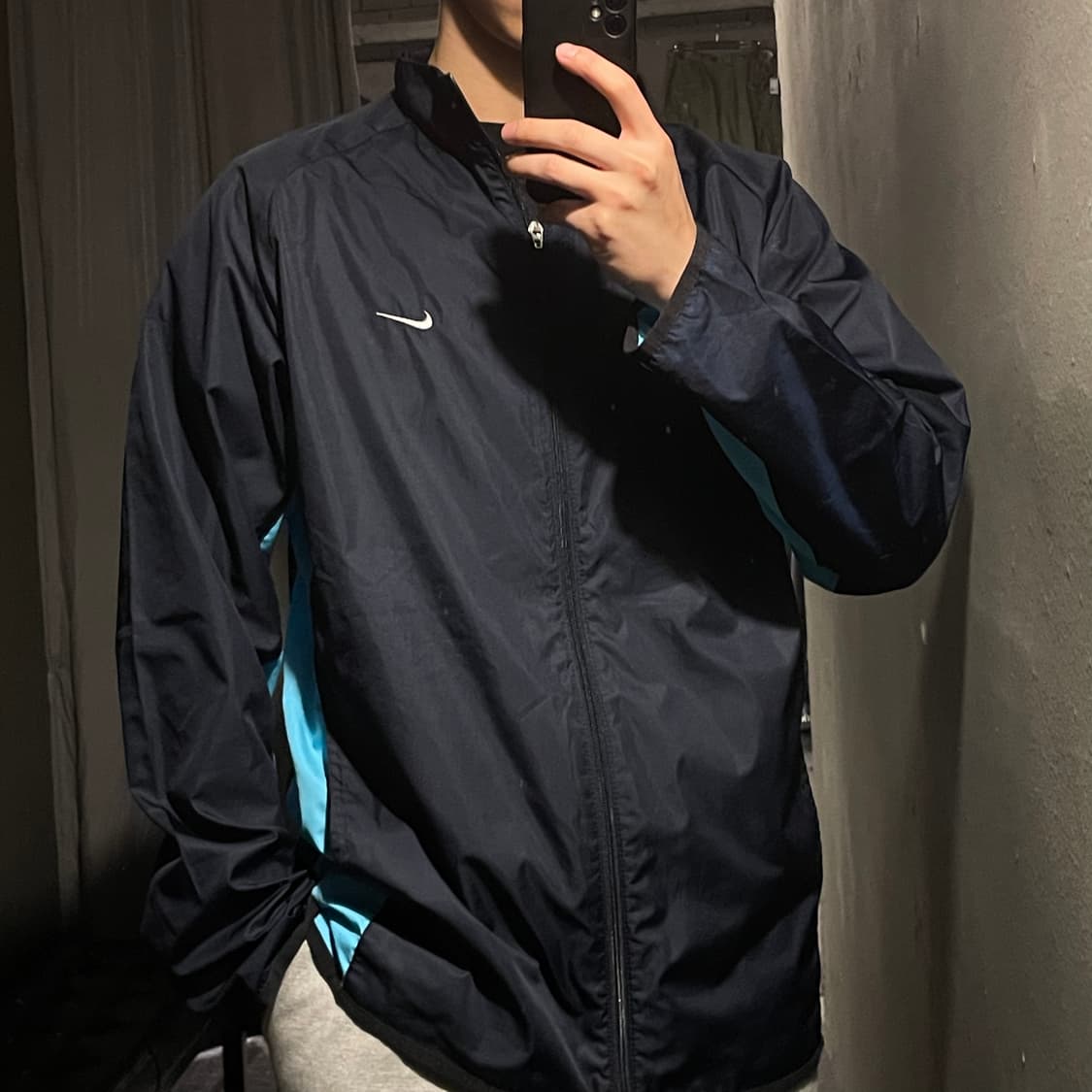 나이키 00s 네이비 스카이블루 배색 스우시 로고 올드스쿨  바람막이 L 상품이미지8