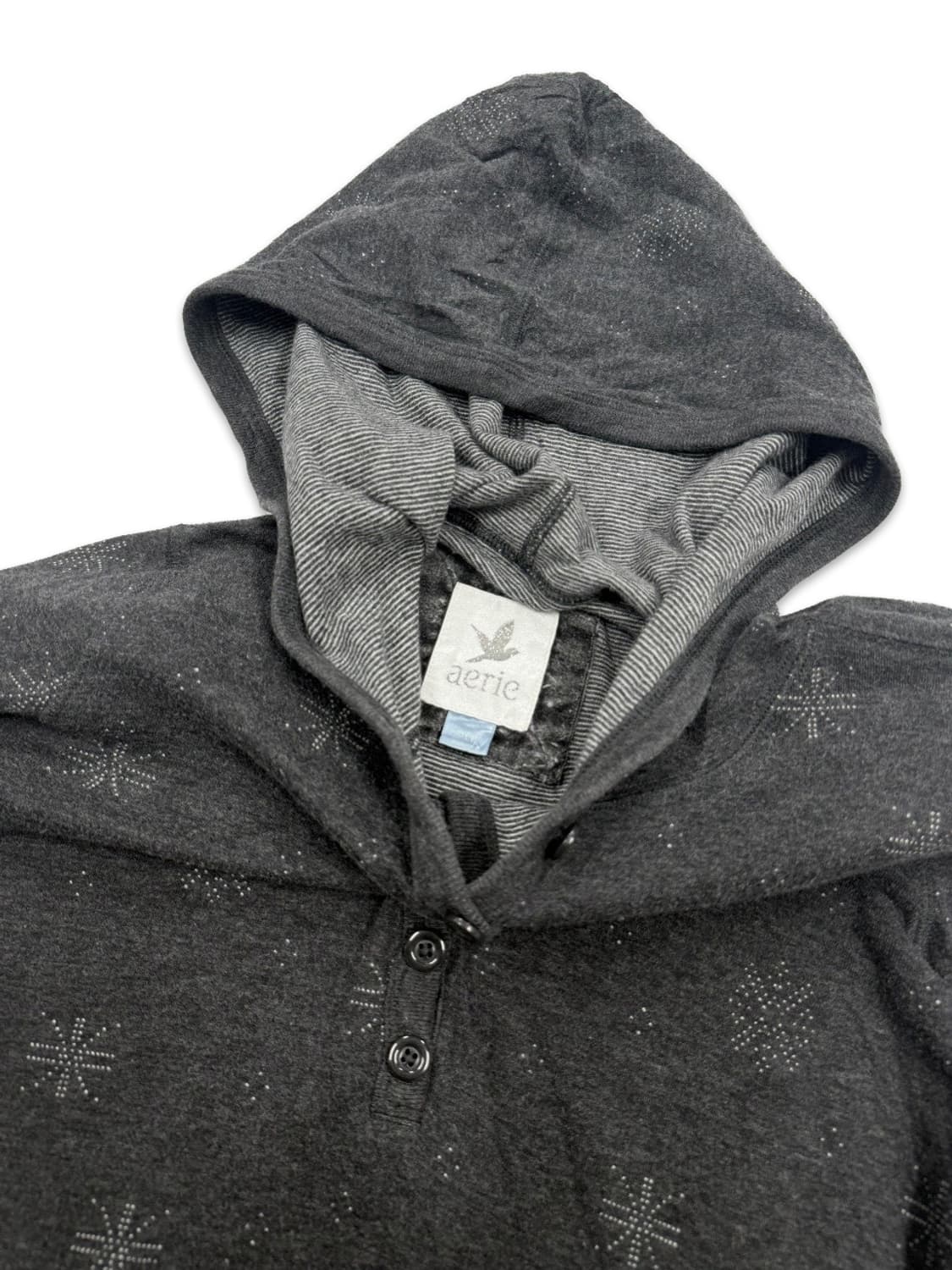 빈티지 Aerie 그레이 롱 슬리브 하프단추 후드티 상품이미지5