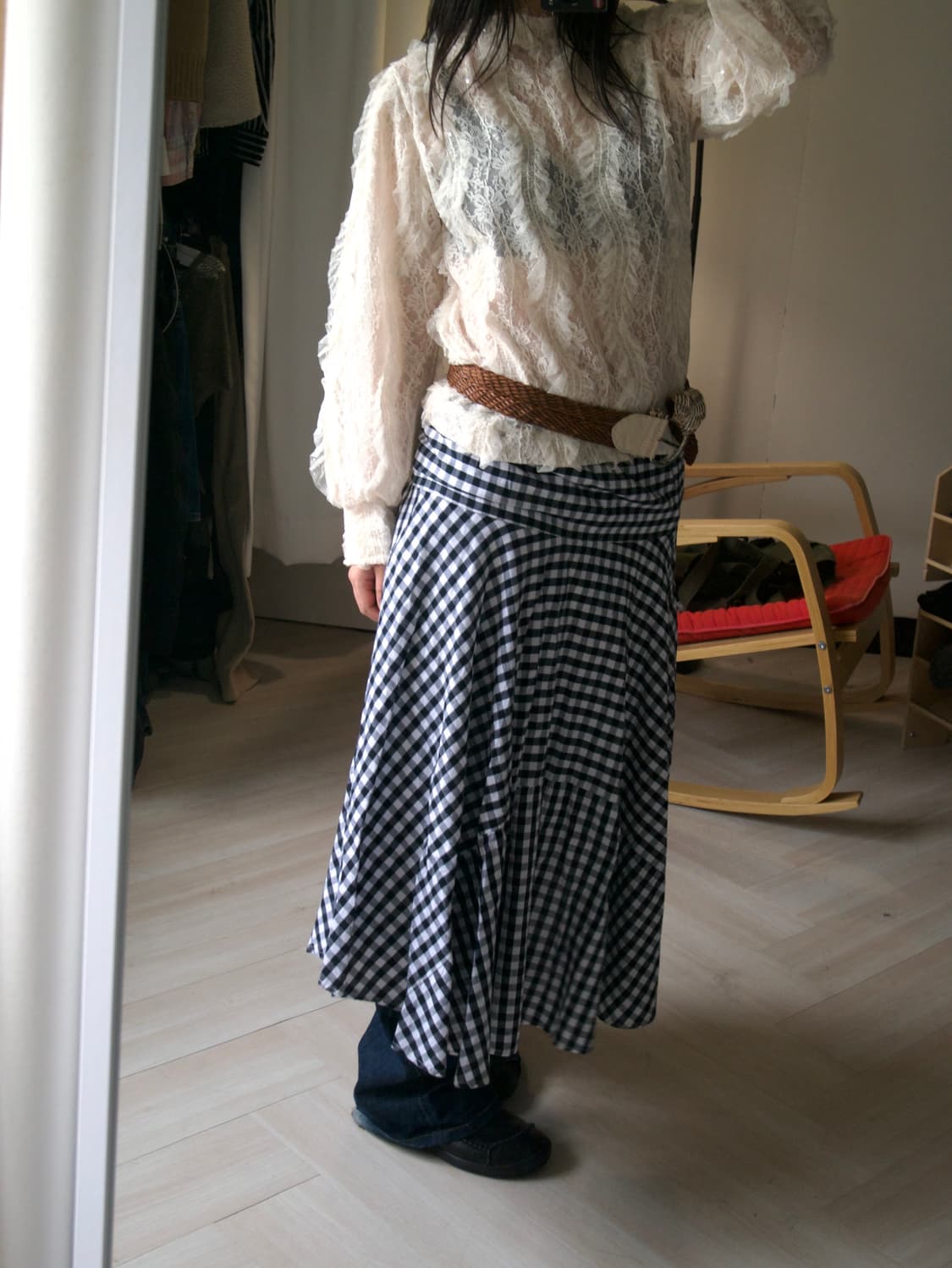 check pattern long skirt 상품이미지8