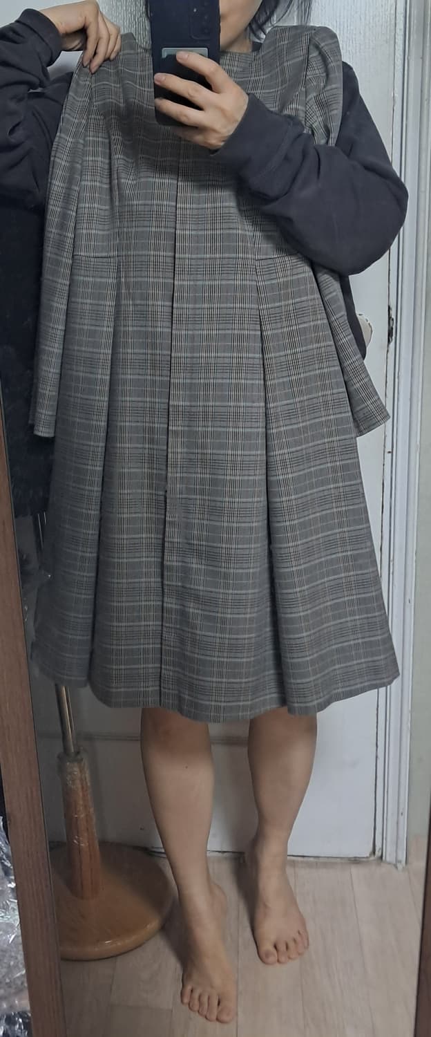 잇미샤 체크 롱 원피스 44~날씬55(상태상급) 상품이미지9