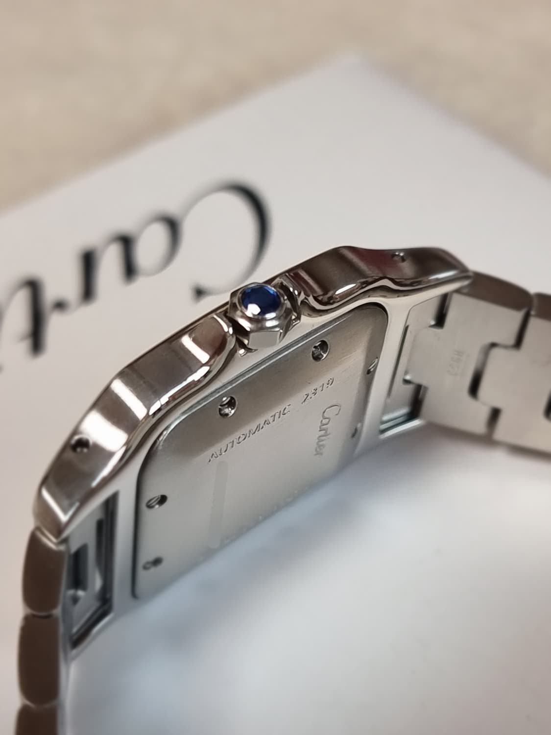 까르띠에 산토스 갈베 18K 콤비 L 기요셰다이얼 오토메틱 시계 04년 상품이미지6