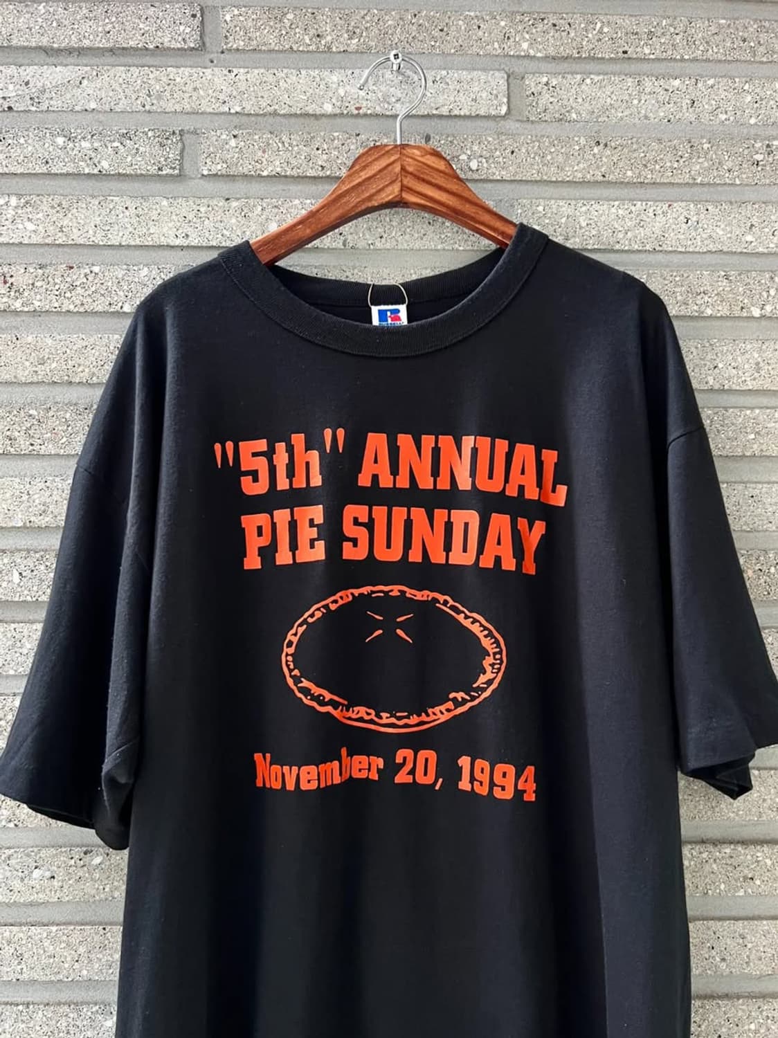 [2XL]90's 러셀 USA Made 파이 선데이 싱글스티치 티셔츠 상품이미지1