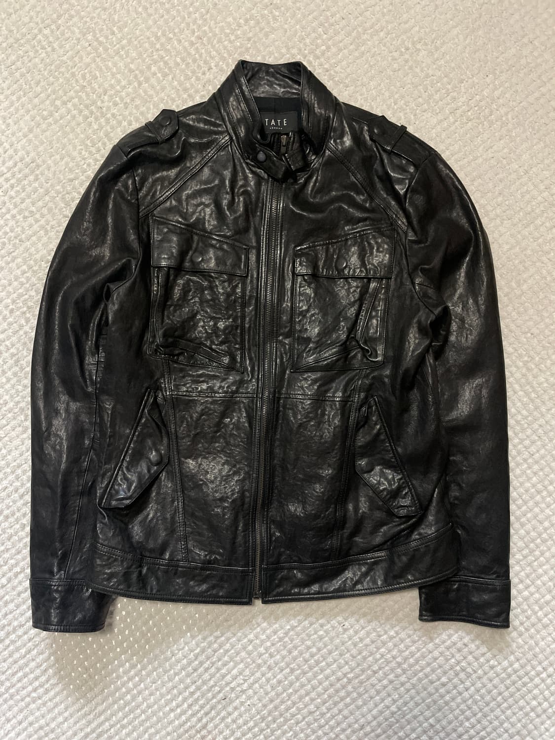 TATE 웨스턴 무드 램스킨 양가죽 절개 포켓 레더 자켓 상품이미지1