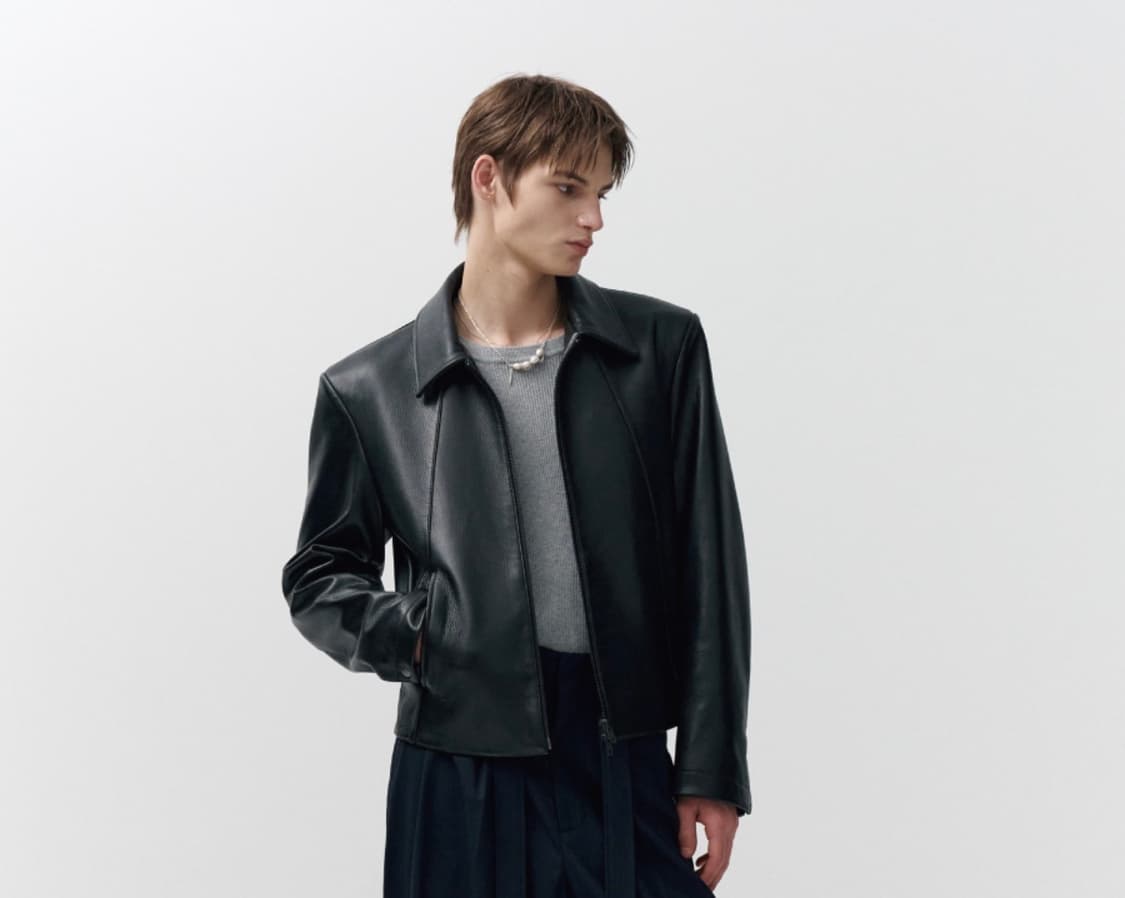 노이어 고트 슈렁큰 레더 자켓 (블랙) 상품이미지3