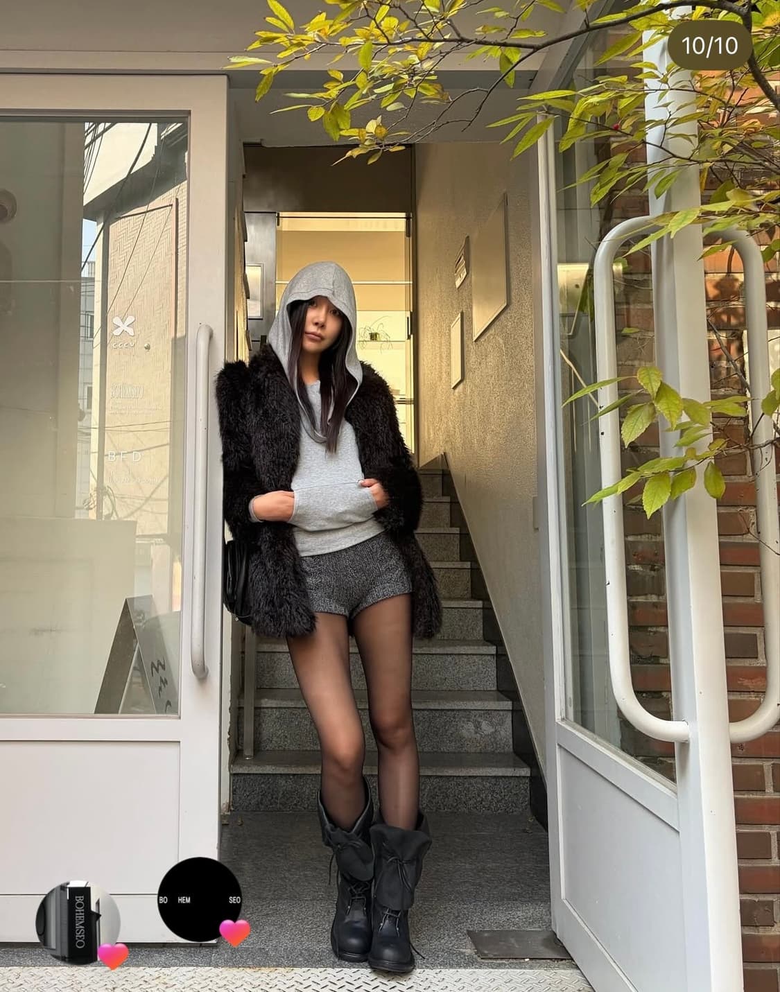 보헤미안서울 퍼 하프 코트 상품이미지2