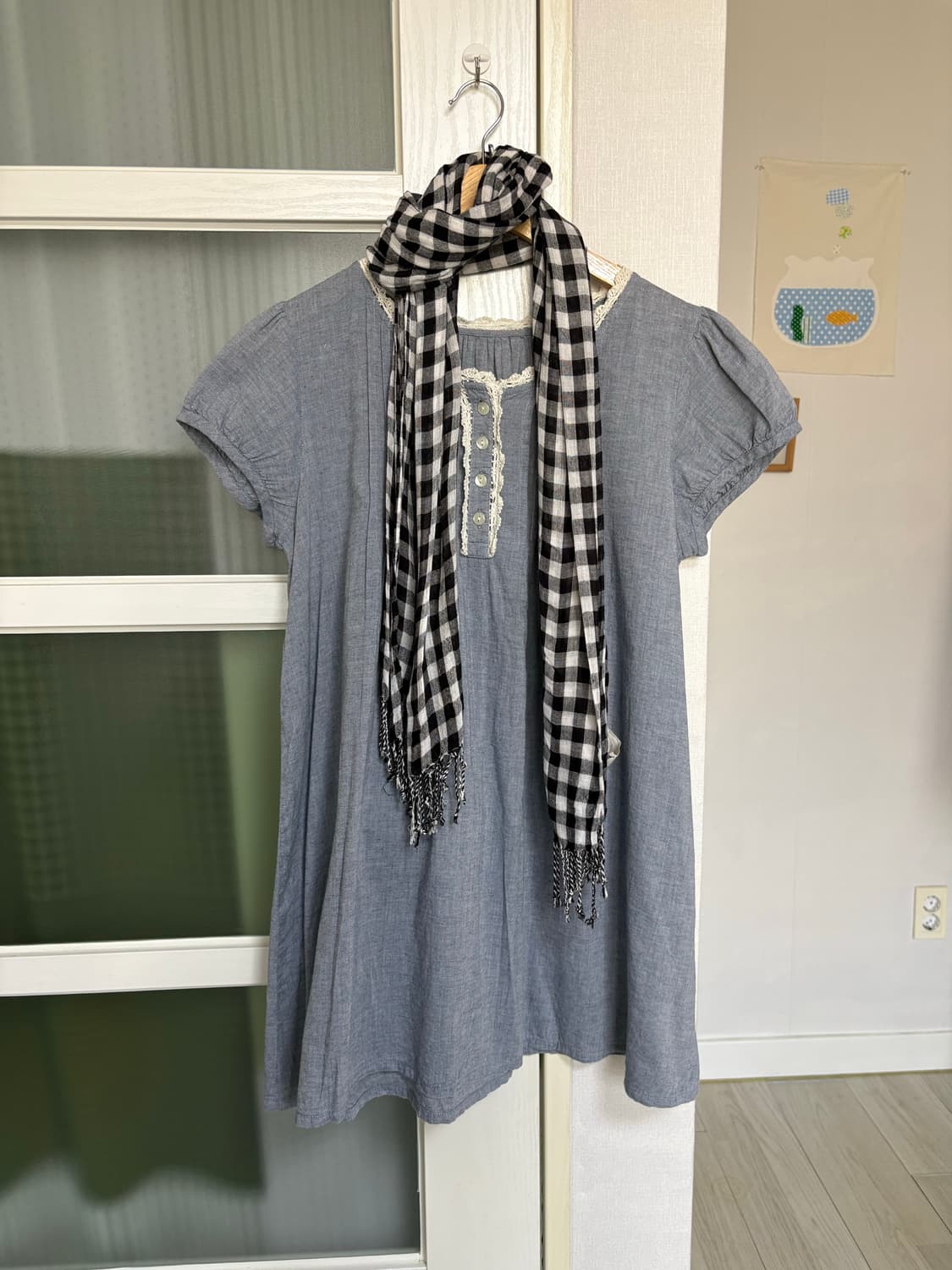 블랙 체크 스카프 상품이미지1