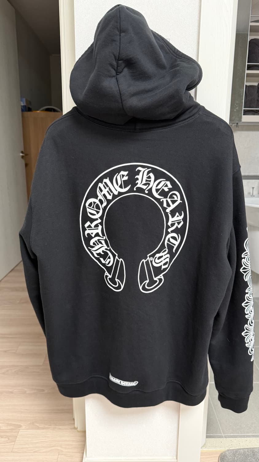 [XL] 크롬하츠 홀스슈 플로랄 헤비웨이트 후드집업 블랙 상품이미지5