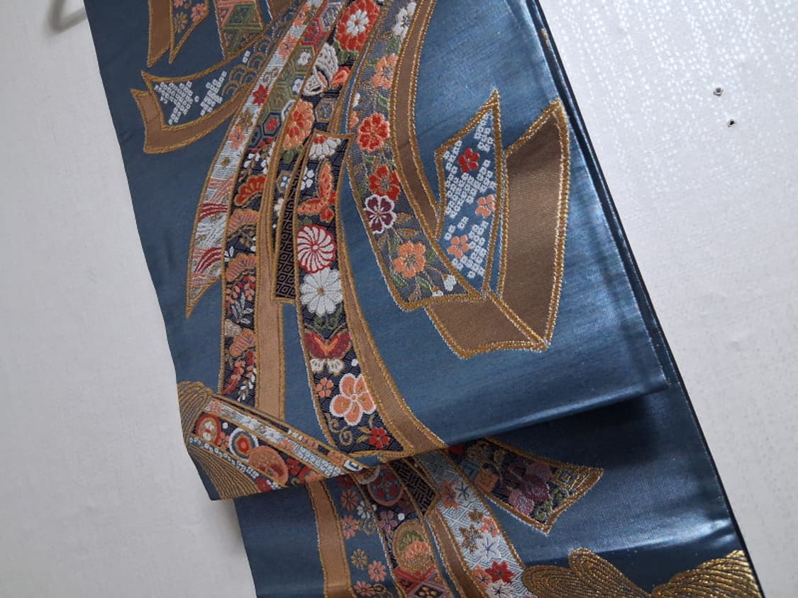 후쿠로 오비 일본전통 고전 타테와키 하나이리 자카드패턴  상품이미지3