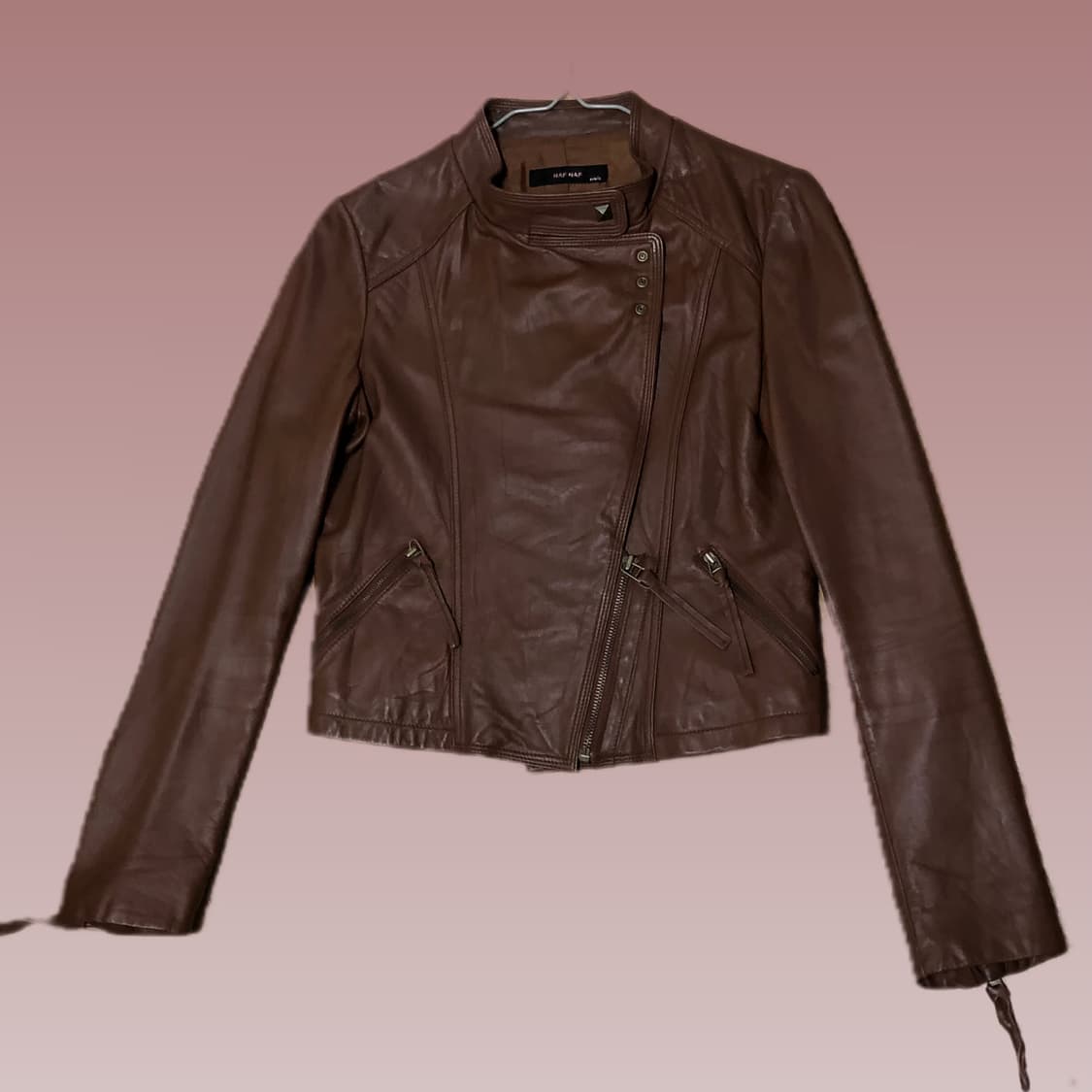 NAF NAF 나프나프 브라운 양가죽 레더 자켓 S~M 상품이미지2