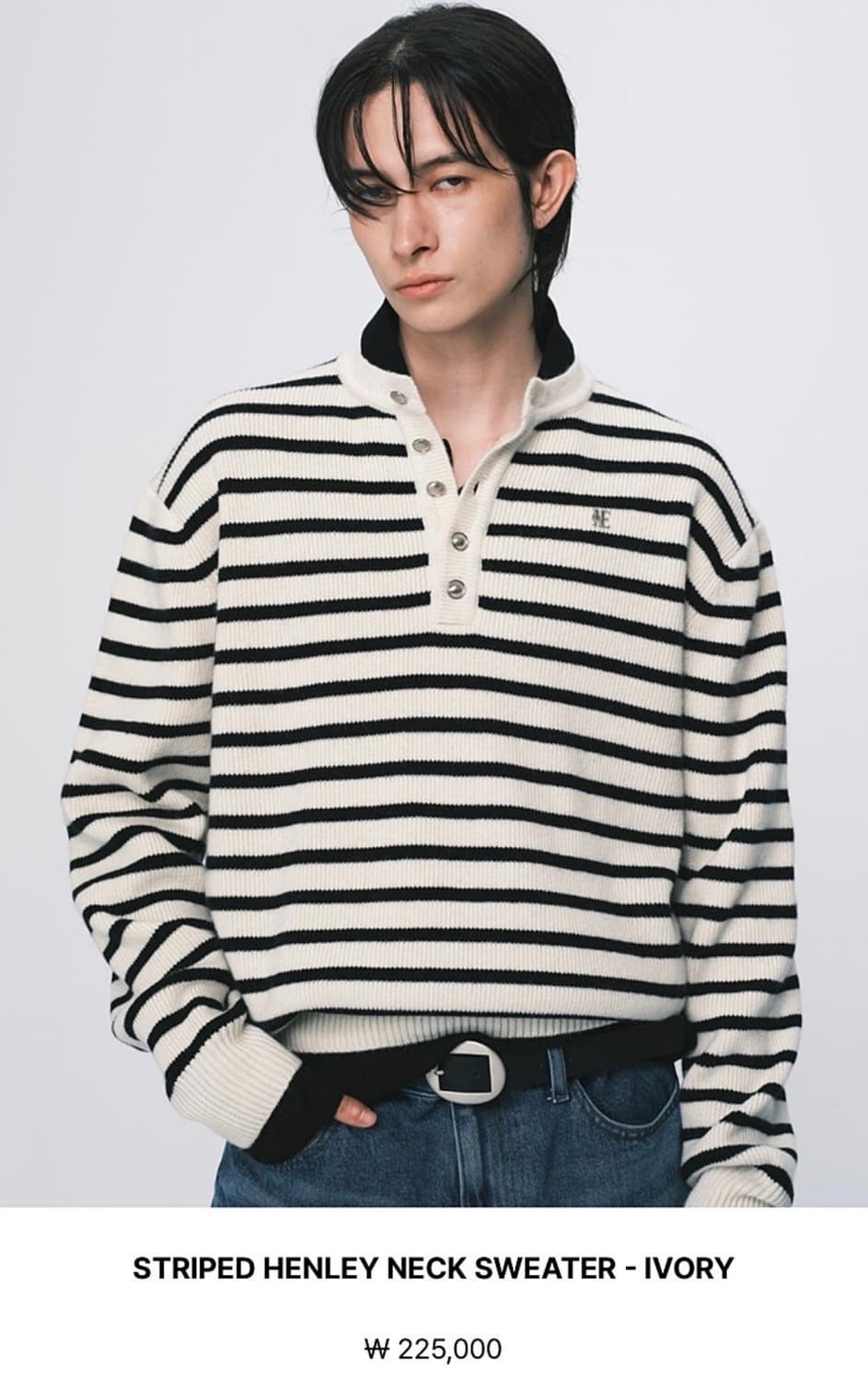 노이스 / 스트라이프 헨리넥 스웨터 / M 상품이미지1