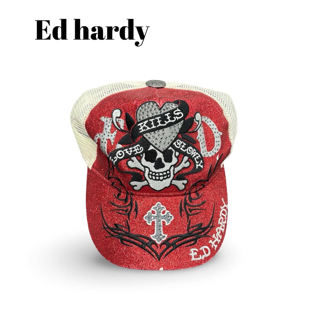 에드하디 레드 스컬 메쉬캡 상품이미지1