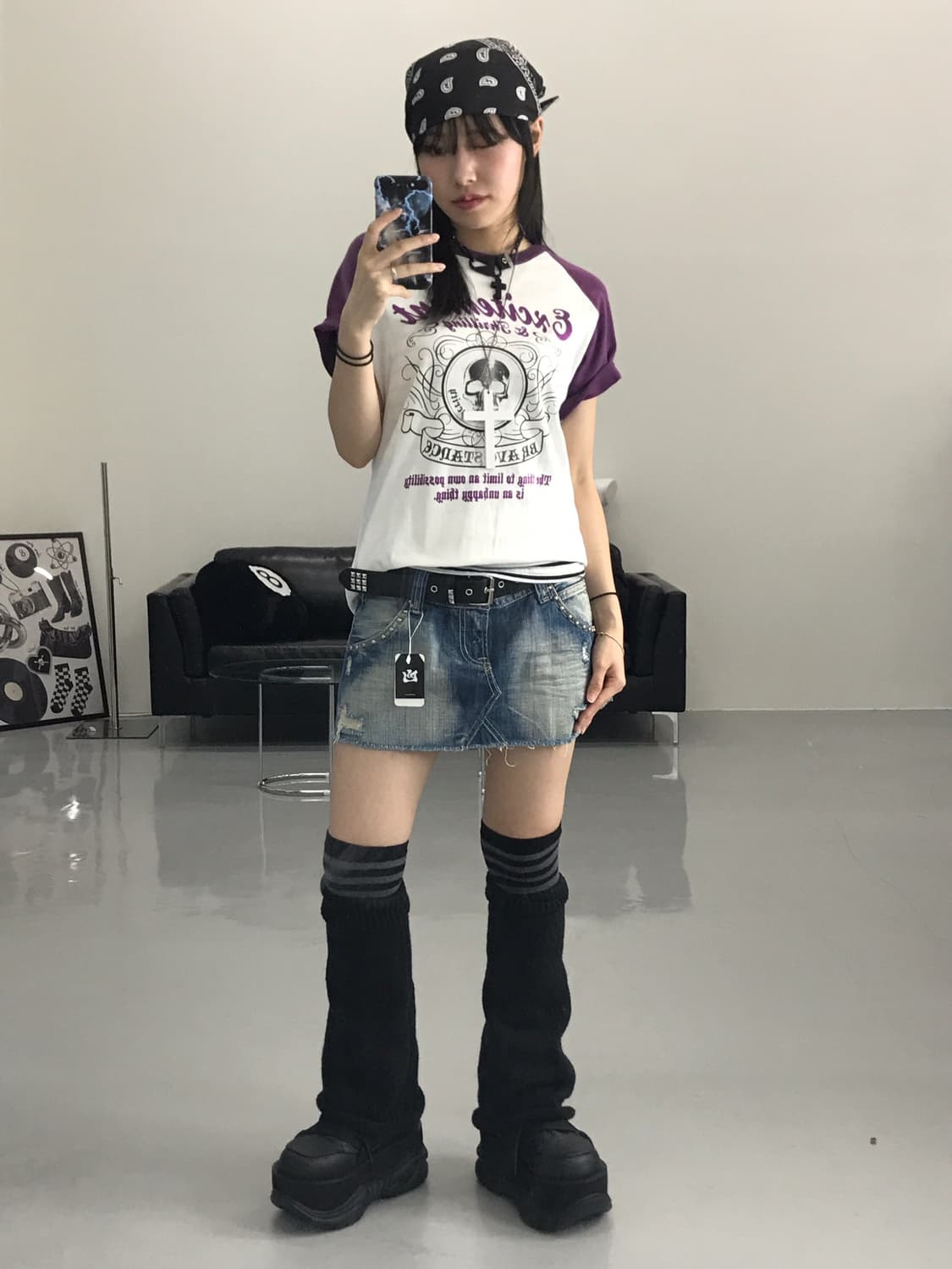 Jpn Studs Denim Mini Skirts 상품이미지4