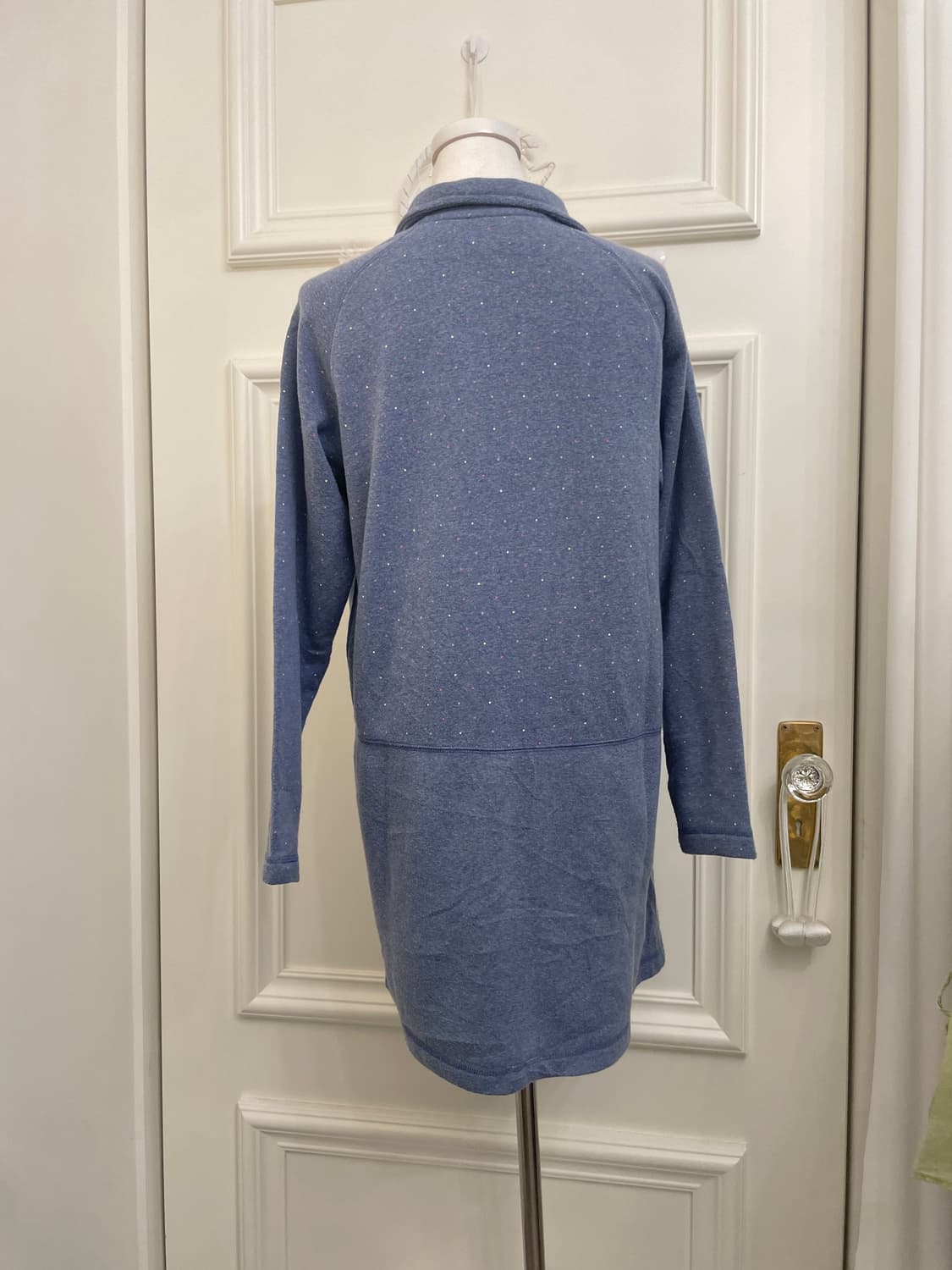 cobalt blue dot pattern brushed long hal 상품이미지3