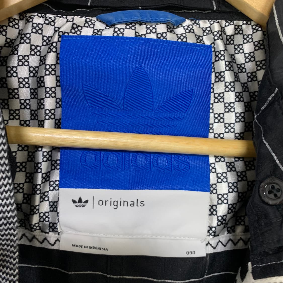 아디다스 체크 패턴 후드 바람막이 아노락 집업 블랙 90사이즈 빈티지 상품이미지6