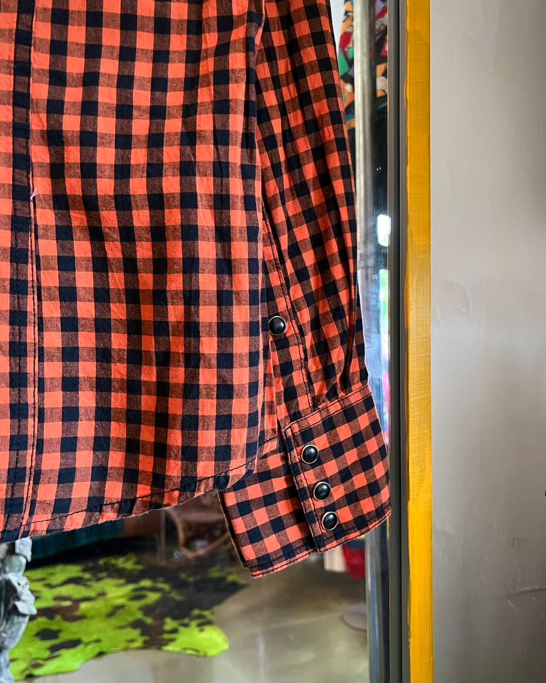 90-00s 76 Lubricants Orange Check Shirt 상품이미지9