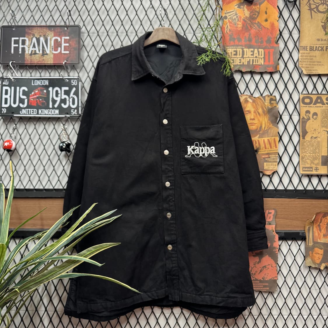 카파 X GU 롱 셔츠 자켓 전면 빅로고 빅포켓 포인트 블랙 상품이미지1