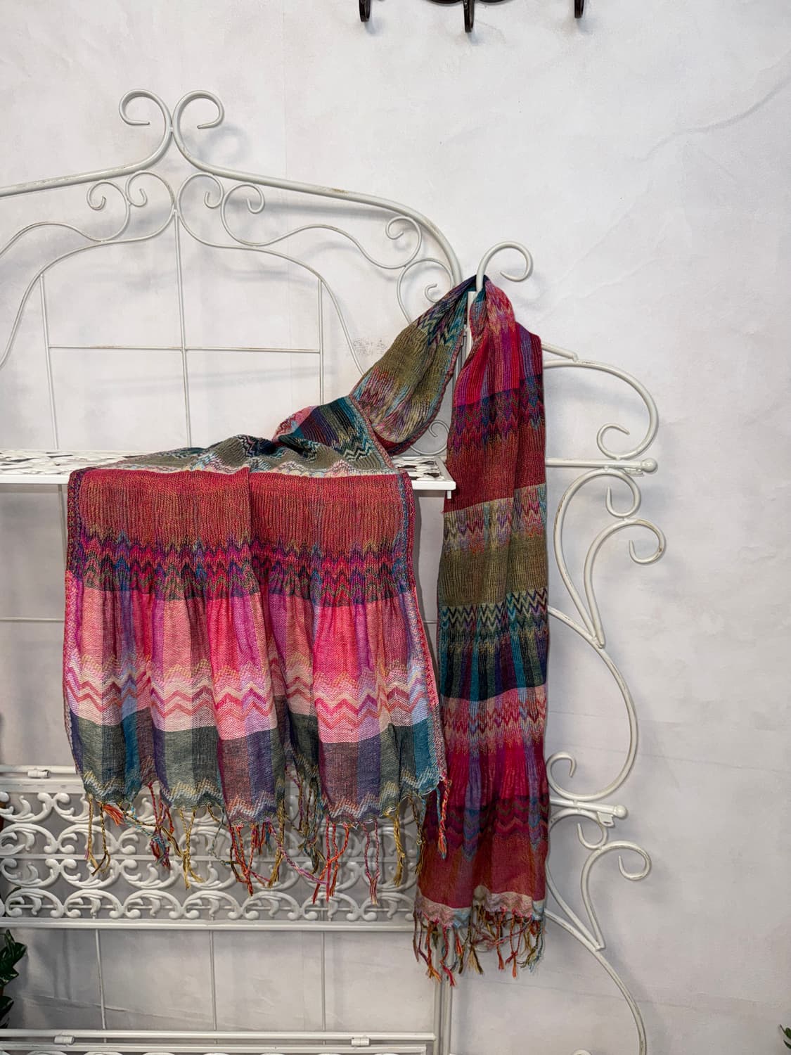 Pink bohemian mixed pleats muffler 상품이미지2