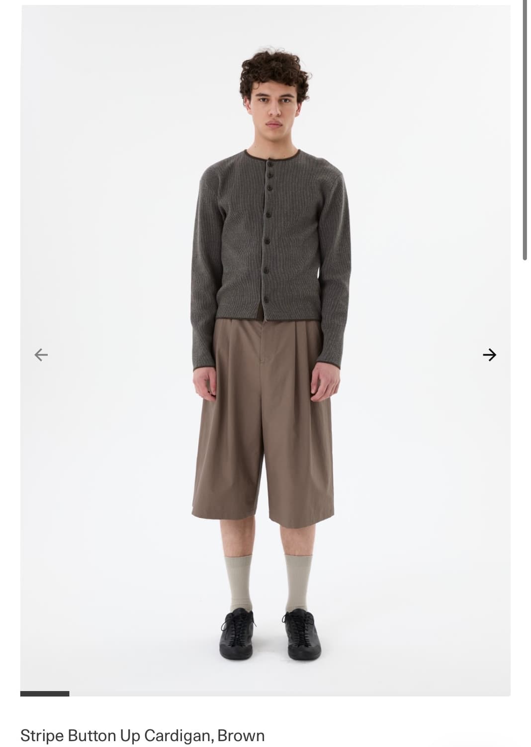 아모멘토 Striped Button Up Cardigan (Brown) 상품이미지1