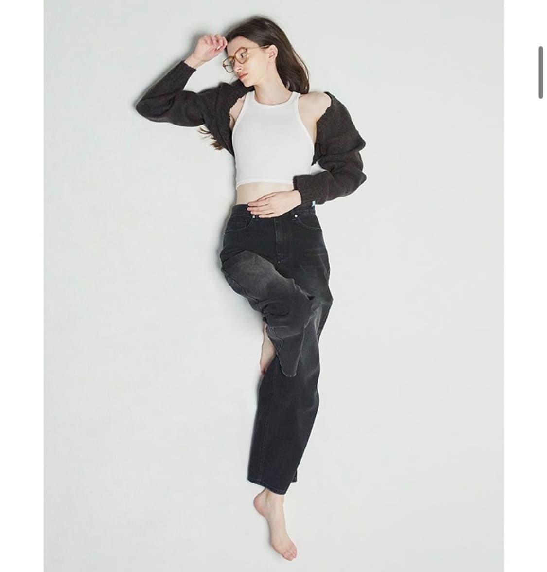 인스턴트펑크 니트 볼레로 가디건 차콜 상품이미지1