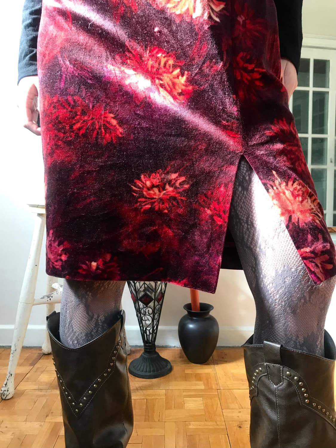 vintage velvet pattern skirt (26inch) 상품이미지2