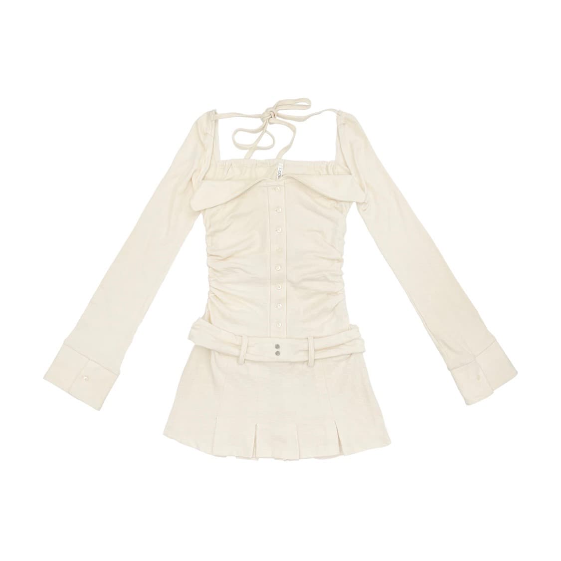 루즈슬립오버 카라 넥 미니 드레스 상품이미지1