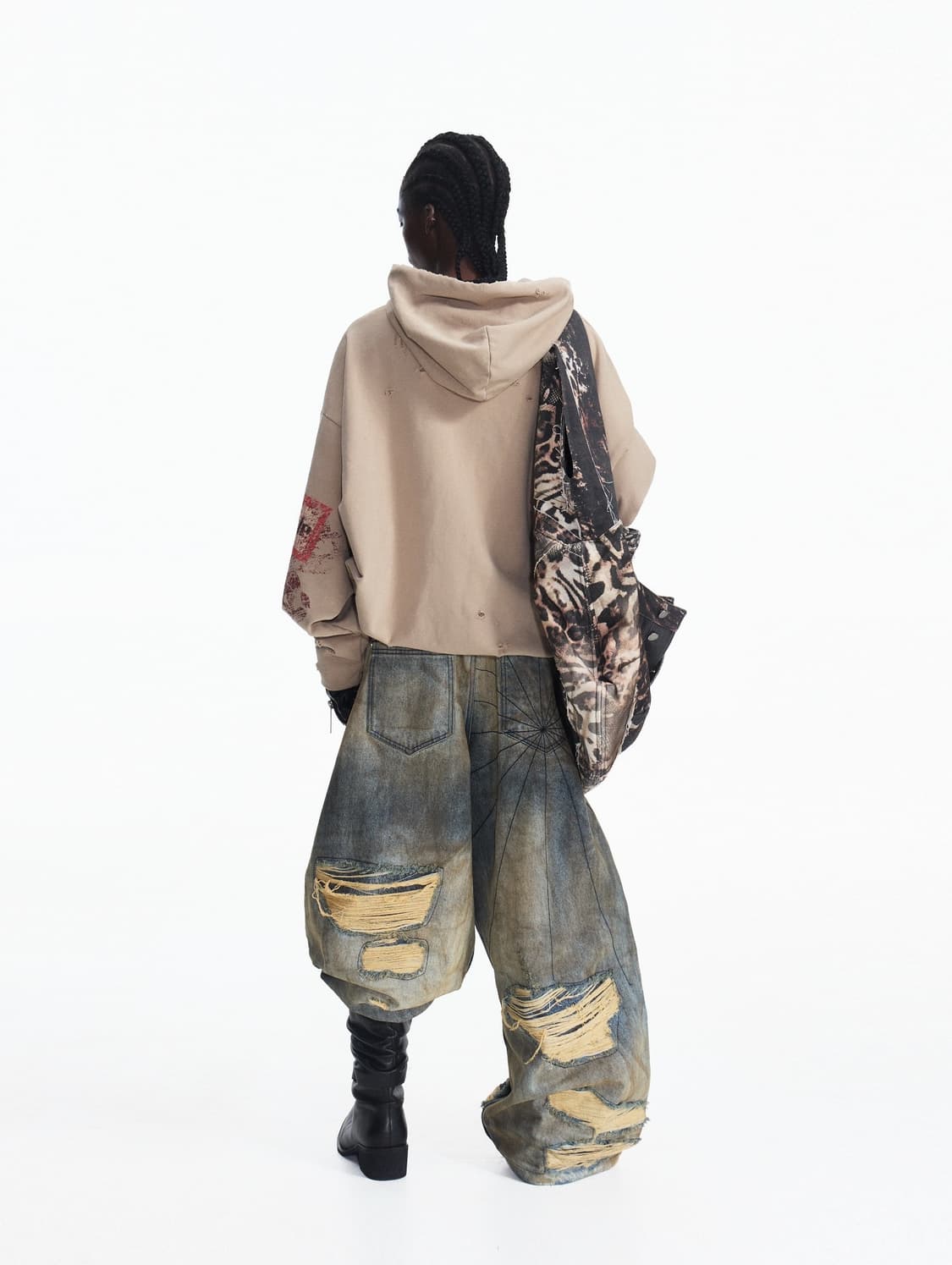 빈티지 무드 프린팅 디스트로이드 후드  상품이미지3